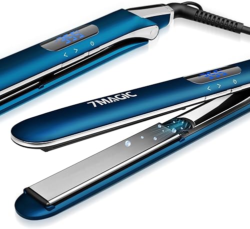 Miniatura 1 de Plancha de pelo de iones negativos, plancha de pelo de cerámica con LCD, plancha plana de 1 pulgada con 11 ajustes de calor, plancha profesional 2