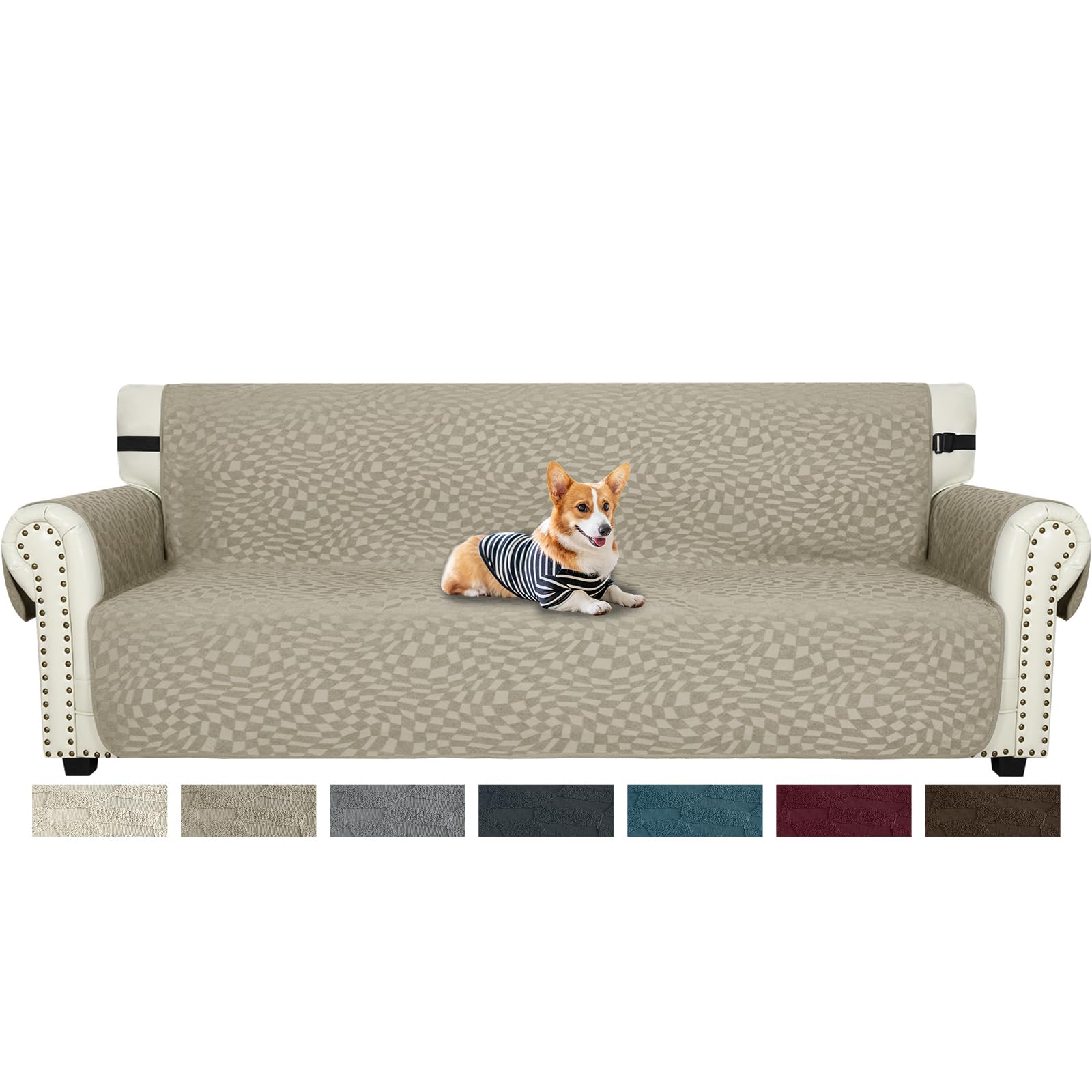 Ystyle Funda Sofa 4 Plazas, Protector Sofa Anti Perros y Gatos, Resistente al Polvo y Manchas, Caqui Global Recycled Standard Global Recycled Standard Global Recycled Standard