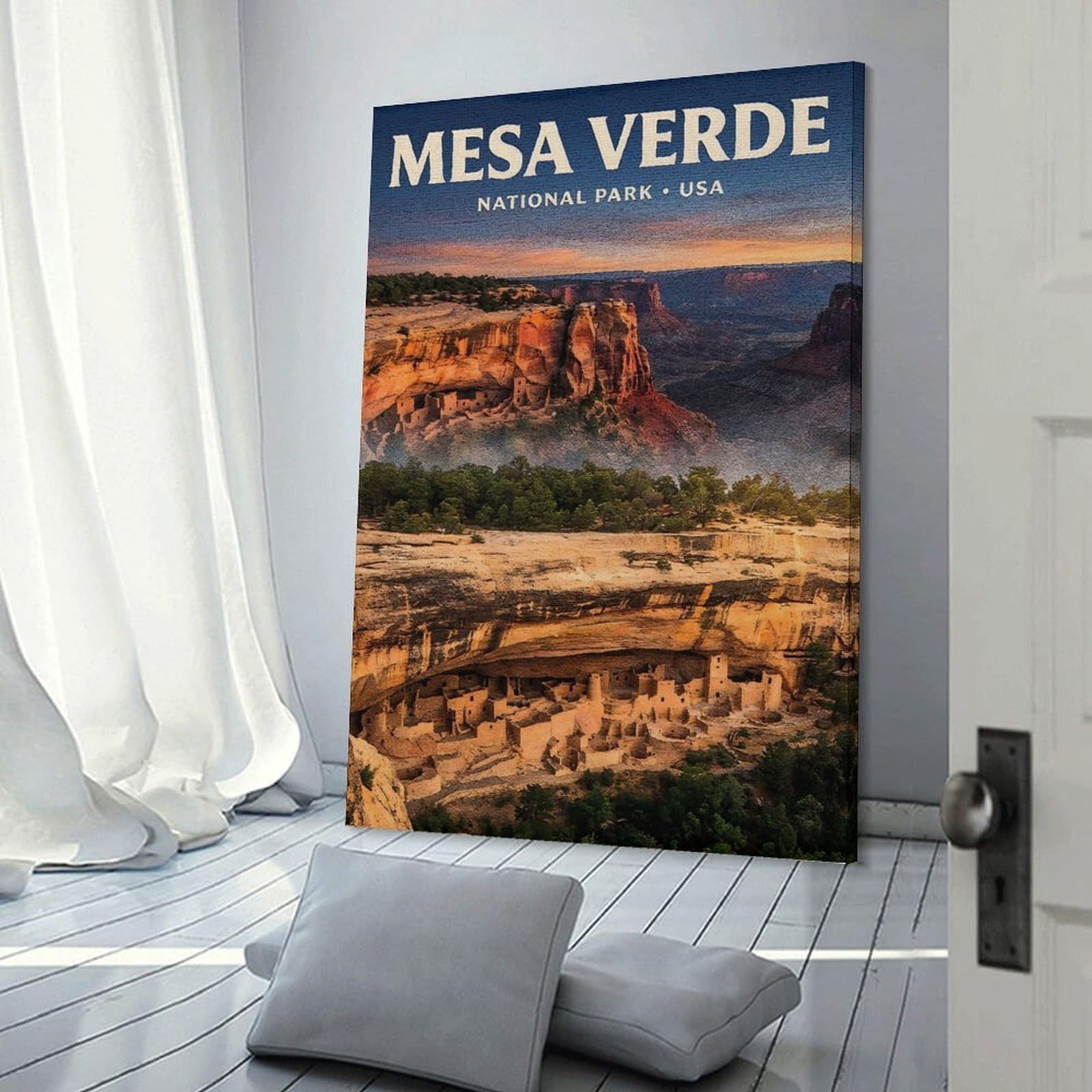 Junmoney Mesa Verde National Park Travel Hanging Wall Art, 24x36inch(60x90cm), for Home Walls, Creative Rooms Or Shared Spaces, A Flexible Wall Accent for Shared Spaces