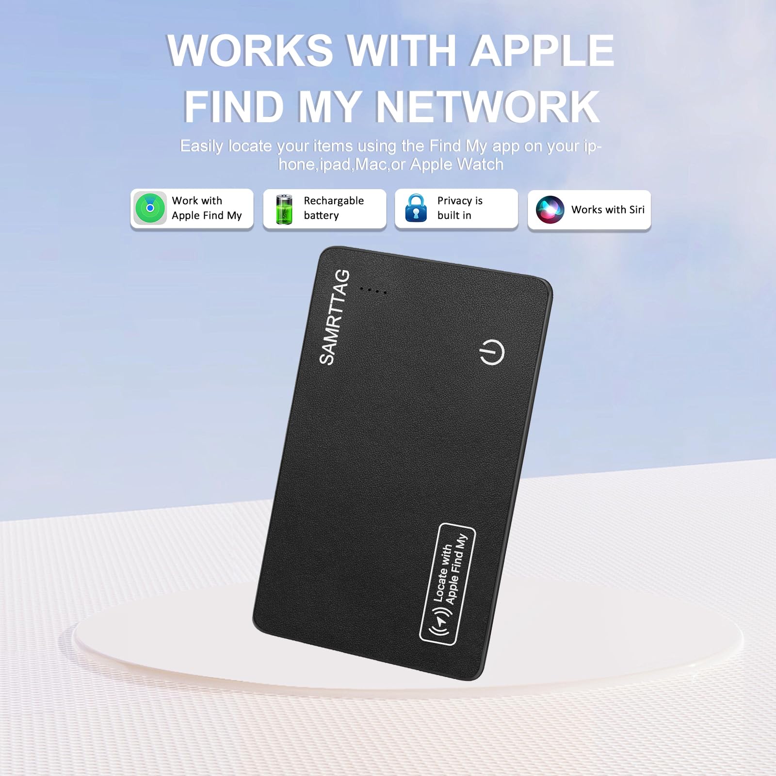 SMARTCC Wallet Tracker Card Slim Bluetooth Item Locator for Apple Find My (iOS Only) Compatible Smart Wallet Air Tag Tracking for Keys Luggage Bag Rechargeable Anti-Loss Finder Accessory (Black)