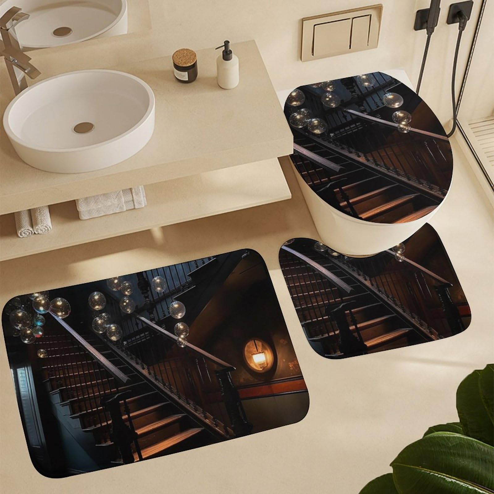 Ensemble tapis de bain 3 pièces absorbant pour un confort doux au quotidien