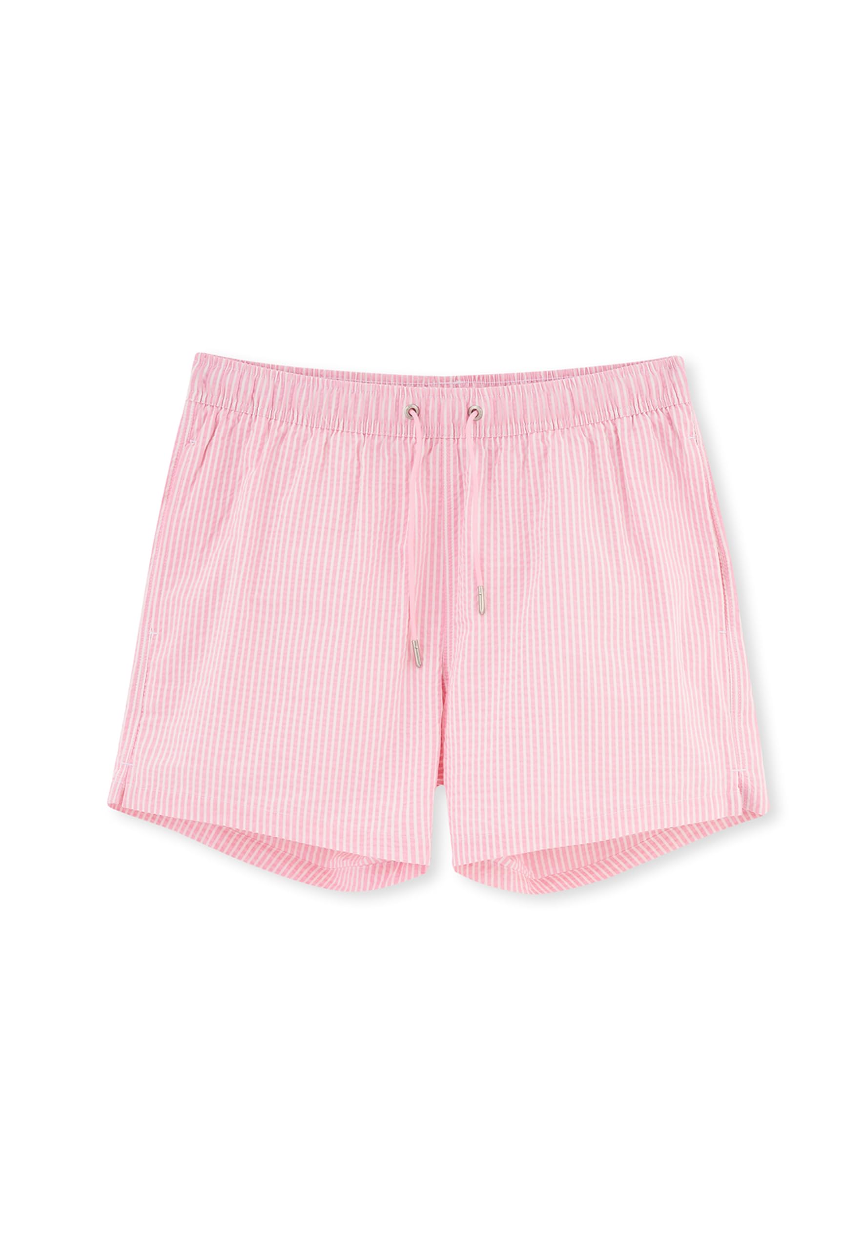 Erkek Kısa Çizgili Şort, Dokuma, Beyaz/Pembe, S