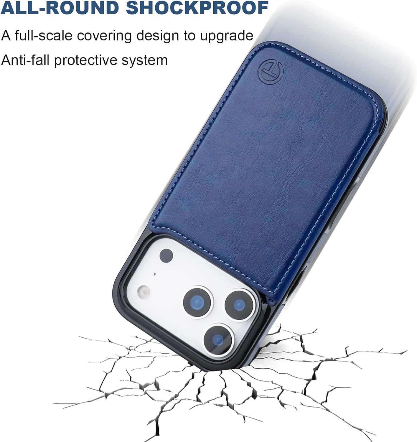 ONETOP Compatible with Magsafe for iPhone 17 Pro Wallet Case with Card Holder, PU Leather Kickstand RFID Blocking Case, Double Magnetic Clasp and Durable Shockproof Cover 6.3 Inch (Blue)