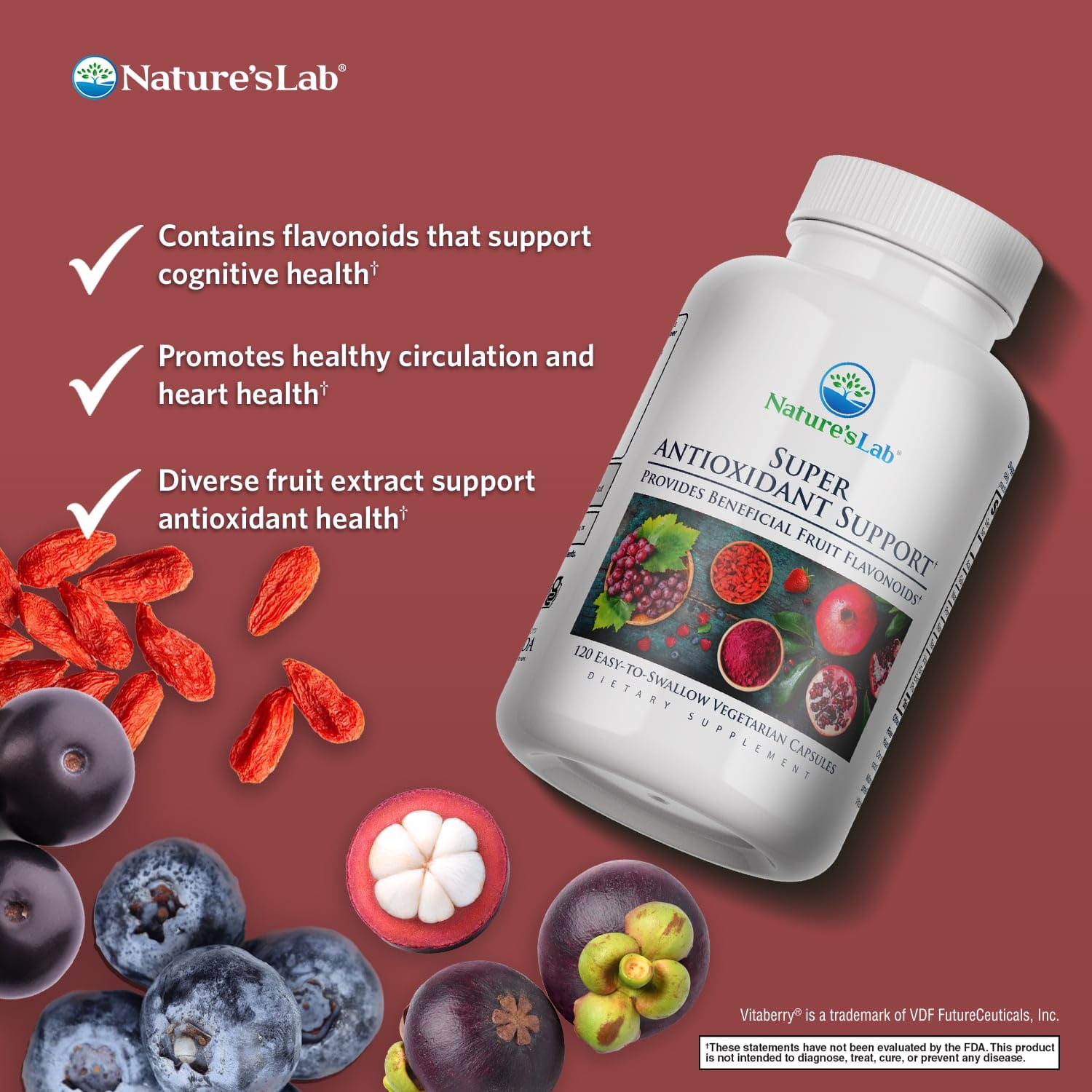 Nature's Lab Super Antioxidant Support - Resveratrol, Acai, Goji Berry, Noni Fruit, Pomegranate - 120 Capsules (60 Day Supply) — Amazon image 2