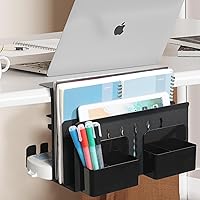 Vista 7 de MAXECHO Desk Side Storage, Under Desk Laptop Mount, Table Side Hanging File Organizer, No Drill Clamp On Cable Management Tray, Laptop Holder with