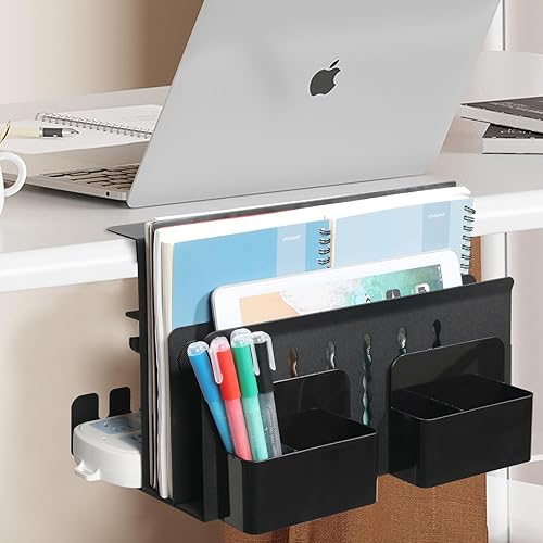 Miniatura 7 de MAXECHO Almacenamiento lateral de escritorio, soporte para laptop debajo del escritorio, organizador de archivos colgante lateral de mesa, sin