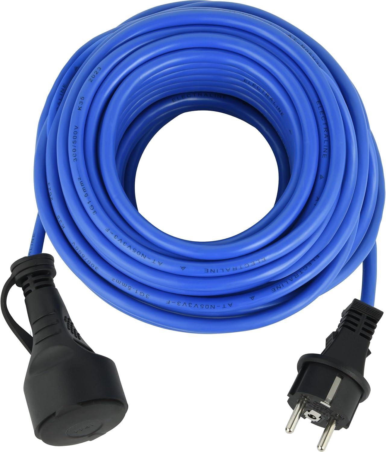 Electraline 01684 Prolunga Prolunga Elettrica 20M Outdoor Profesionnelle IP44, Cavo speciale AT-N05V3V3-F 3G1.5, utilizzabile fino a -35 °C, resistente ai raggi UV, oli e temperature ectremi
