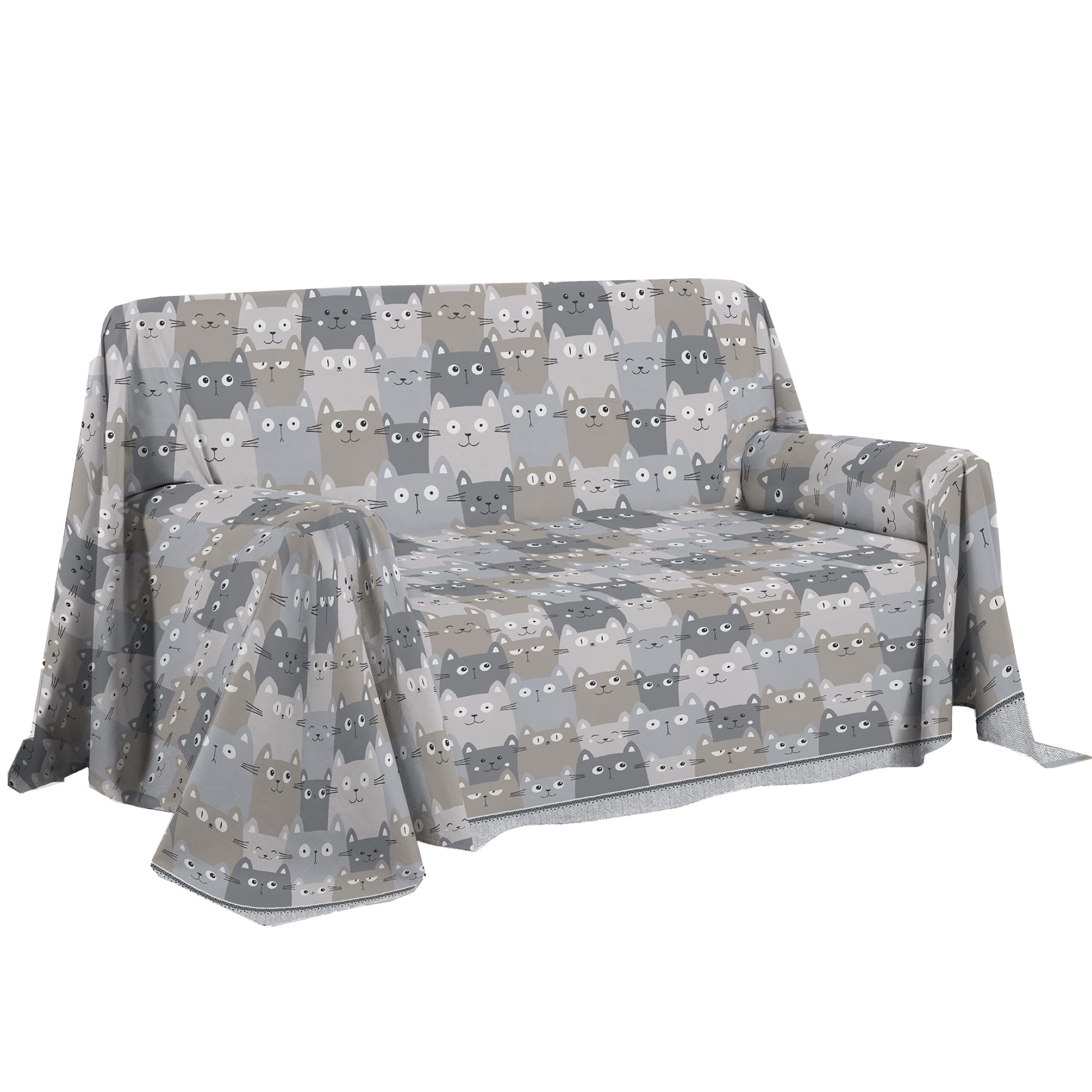 Drap d'ameublement 250 x 290 cm housse de canapé coton italien gris