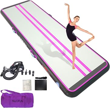 Inflatable Gymnastics Mat, Tumble Track 3m/4m/5m/6m for Training with Practical Pump, 10/20cm Thickness Gymnastics Air Mat for Home Use/Tumbling/Yoga/Taekwondo/Dance