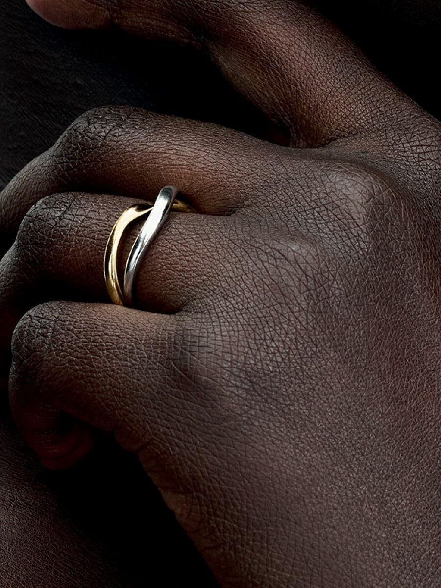 PANDORA Essence Two-tone Entwined Bands Ring - Sterling silver and 14k Gold-Plated Ring - Includes Gift Box