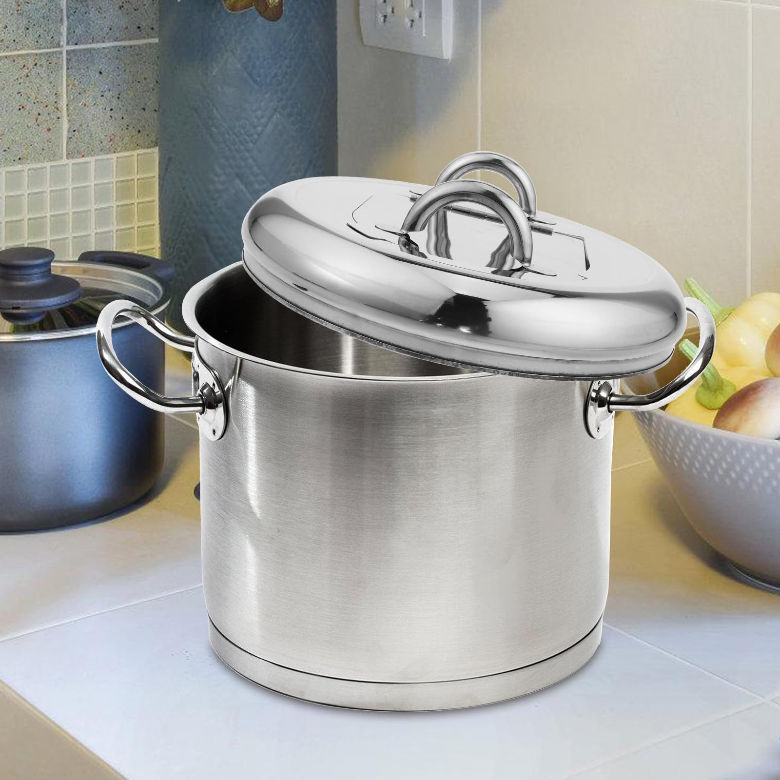 Coperchio per Pentola Zuppa in Acciaio Inox, Coperchio per Scaldazuppa Buffet, Argento, Design Termico, per Ristorante e Buffet