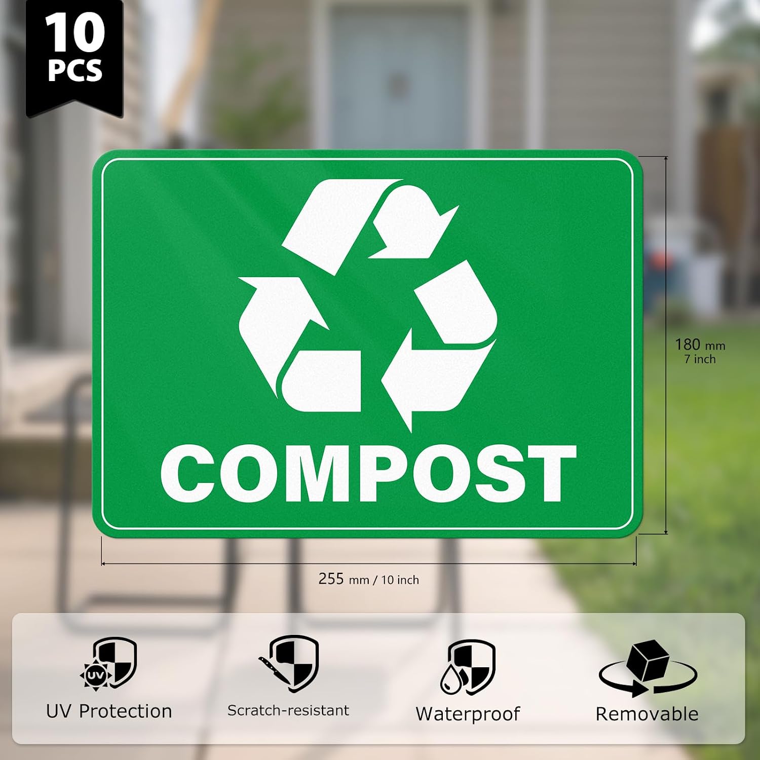 10 Pack Compost Stickers for Trash Cans 10 × 7 Inches image 2