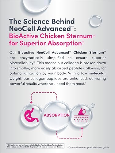 Miniatura 7 de NeoCell Advanced Suplemento complejo de colágeno para articulaciones  120 cápsulas  Tipo II y ácido hialurónico  para hombres y mujeres