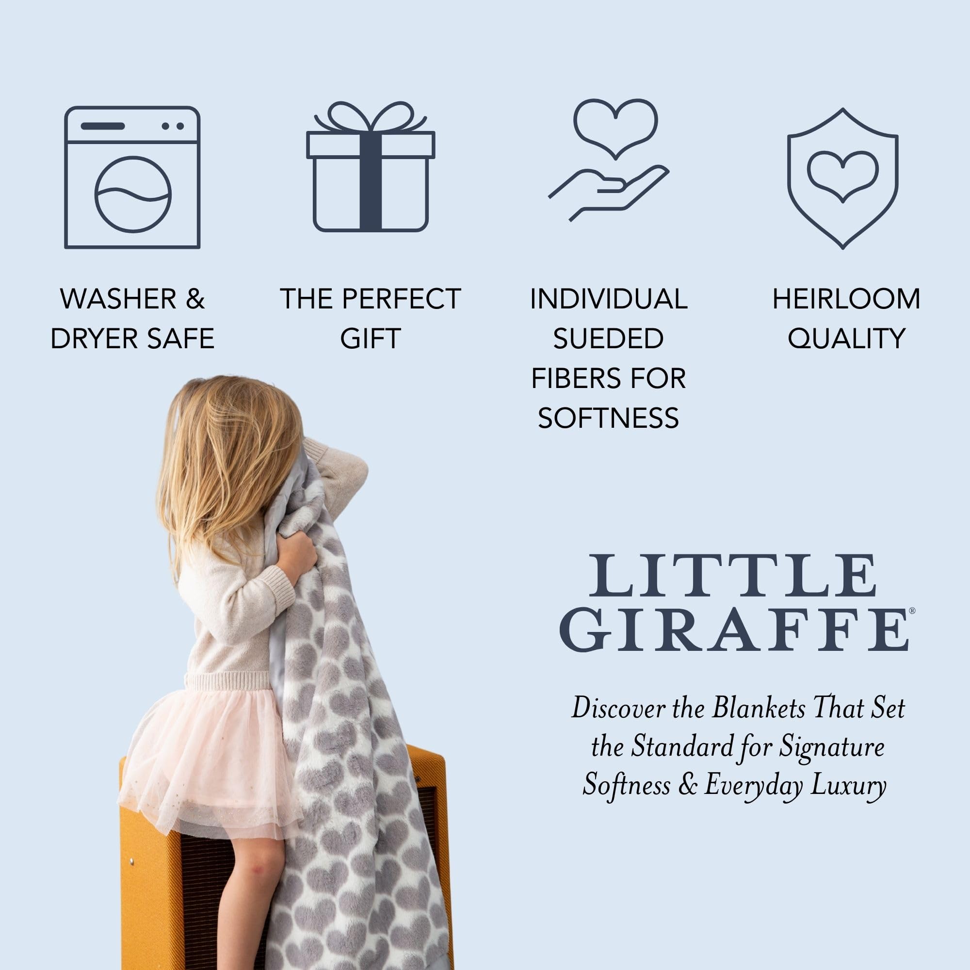 Little Giraffe Luxe Heart Army koc dziecięcy, srebrny