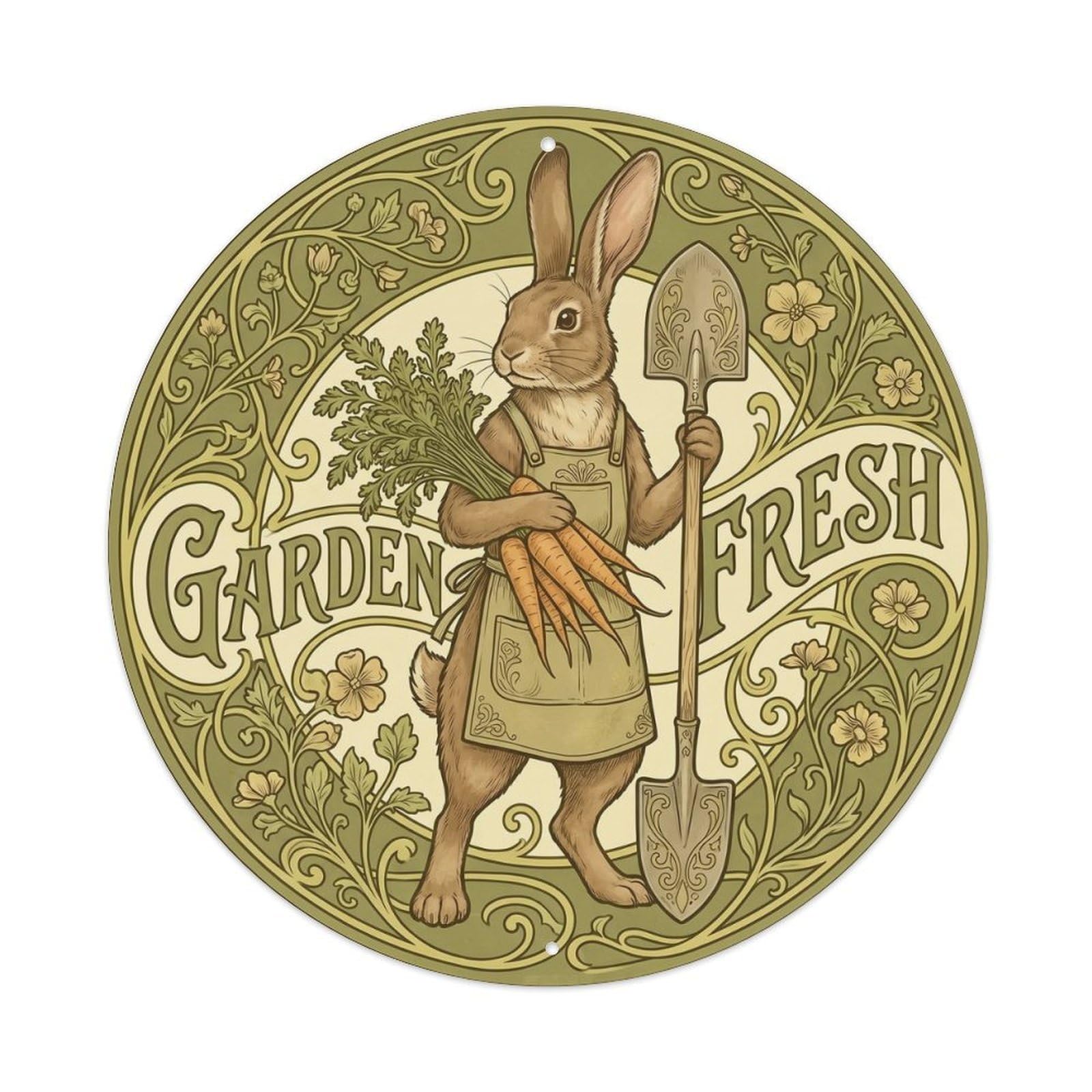 Brown Rabbit Carrot Vintage Animal Decor Metal Tin Sign