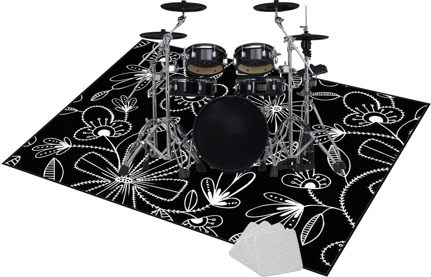 Qivstxug Drum Carpet Rug Non-Slip, Drum Rug Drum Mat, Soundproof Mat, Drumming Drum Rug, Professional Rectangle Electronic Jazz Drum Kit For Bass Drum Snare Musical Instrument Mat 160 x 150 cm