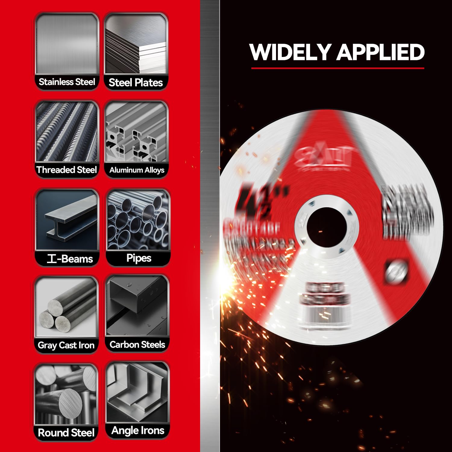 SALI 50 Pack 4-1/2 Inch Cut Off Wheels, Thin Cutting Discs .045" x 7/8" with Aluminum Oxide Grit, Aggressive Cutting for Metal & Stainless Steel, Compatible with Angle Grinders