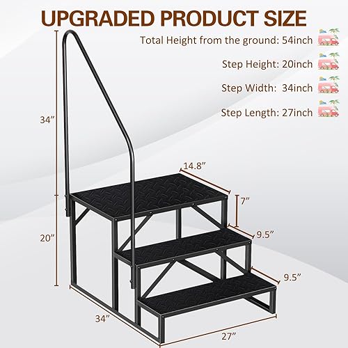 Miniatura 3 de Escaleras de bañera de hidromasaje con pasamanos, escalera de piscina de 3 escalones sobre el suelo, escaleras antideslizantes para caravana,