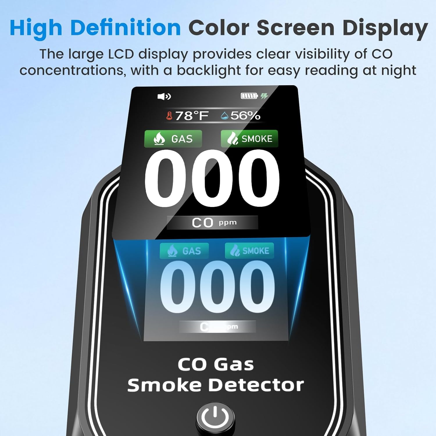 6-in-1 Portable Carbon Monoxide Detectors Plug in, MODOFO TOOL Smoke and Carbon Monoxide Detector with Built-in Battery, Natural Gas Leak Detector, HD Display for CO, Gas, Smoke, Temp, Humidity Black - Image 3