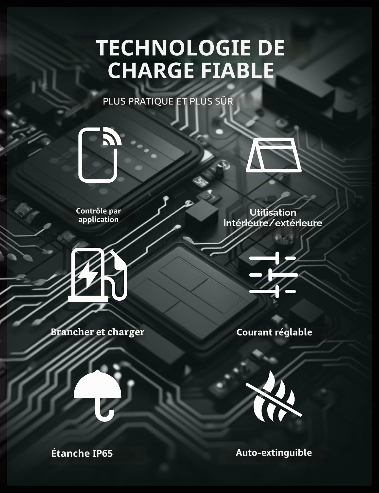 VCS-Z21-7S 7 KW Wallbox 200–250 V avec Wi-FI, Type 2 monophasée | Câble de 10 m, protection IP65, contrôle par application et courant réglable de 6 à 32 A, adaptée aux véhicules électriques