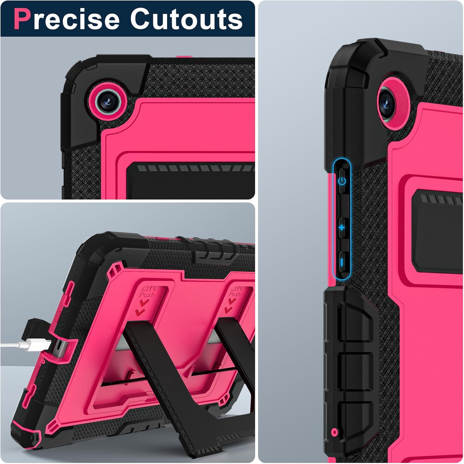 Tablet Case for Galaxy Tab A9+ 11 inch 2023,Shoulder Straps Tab Case for Samsung A9 Plus Easy to Grasp Protective Cover Shell for Wi-Fi & 5G Tablet Models SM-X210/X216/X218X215,Black+Rose Red