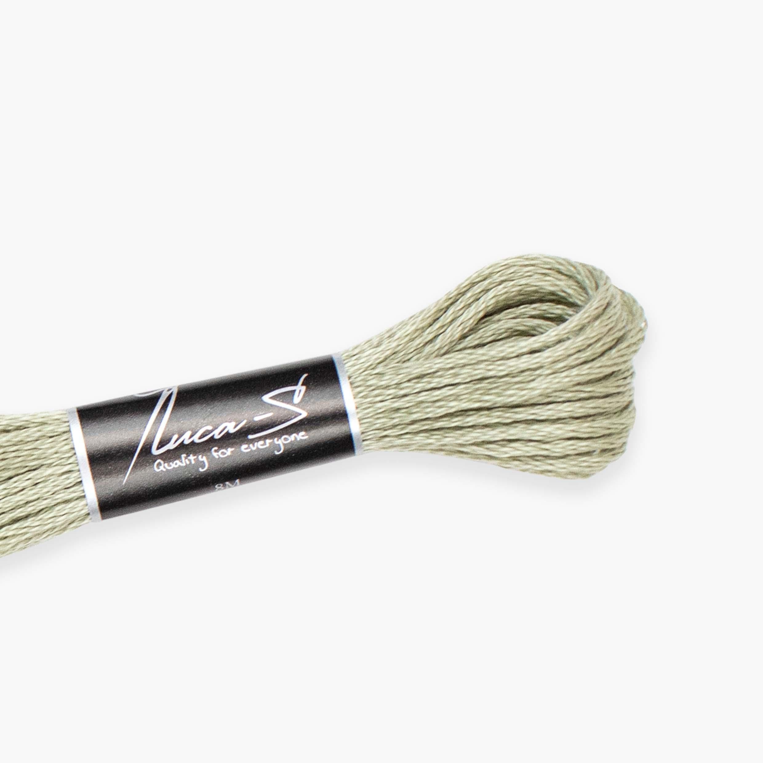 12 Pack of Premium Embroidery Thread Luca-S, 100% Giza Cotton, Oeko TEX Certified Stranded Cotton - 494 / DMC 3023 / Anchor -