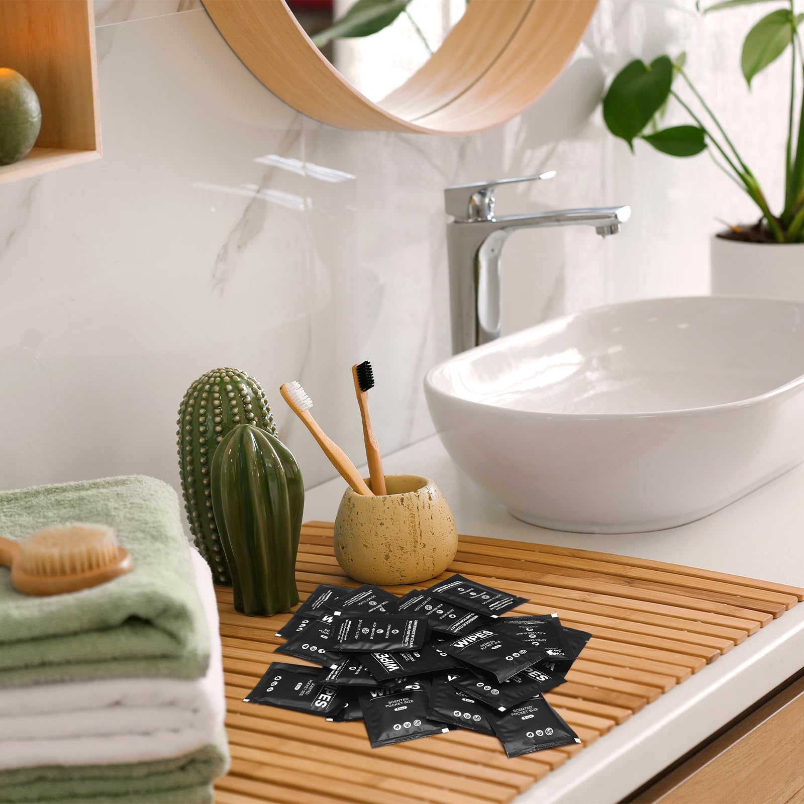 400 salviette umidificate per donne, confezionate singolarmente, per donne, uomini, viaggi, mani, viso, corpo, adulti, bagno, WC, uso quotidiano (nero)