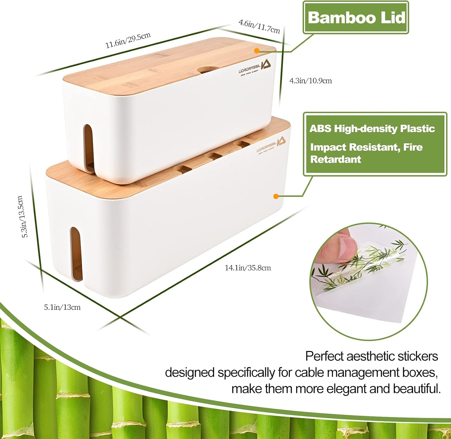 Best Deal Cable Management Box Organizer for Cords, Computer USB-Hub, TV to Cover and Conceal Power Strips, Etc.-Set of 2, with a Bamboo Lid, Black Case 🔥 Cashback up to 70% Cable Management Box Organizer for Cords, Computer USB-Hub, TV to Cover and Conceal Power Strips, Etc.-Set of 2, with a Bamboo Lid, Black Case