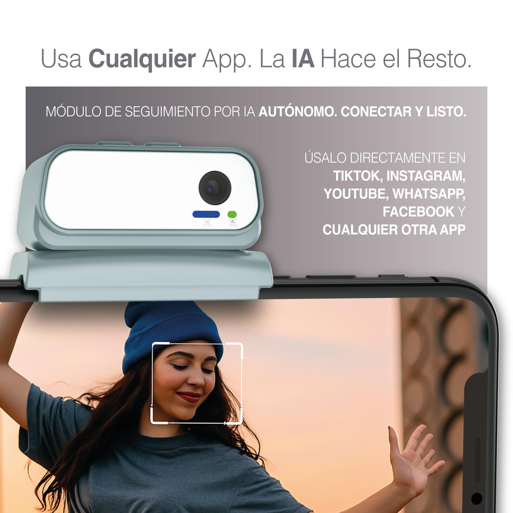 PORTENTUM 7 Pro estabilizador para movil con módulo IA de Seguimiento Independiente – Gimbal para móvil de 3 Ejes Plegable con trípode – App – Compatible iPhone y Android – Vlog, Youtube y TikTok