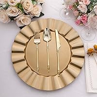 Vista 7 de Efavormart 6 Pack 13" Gold Acrylic Plastic Dinner Plate Chargers With Gold Brushed Wavy Scalloped Rim