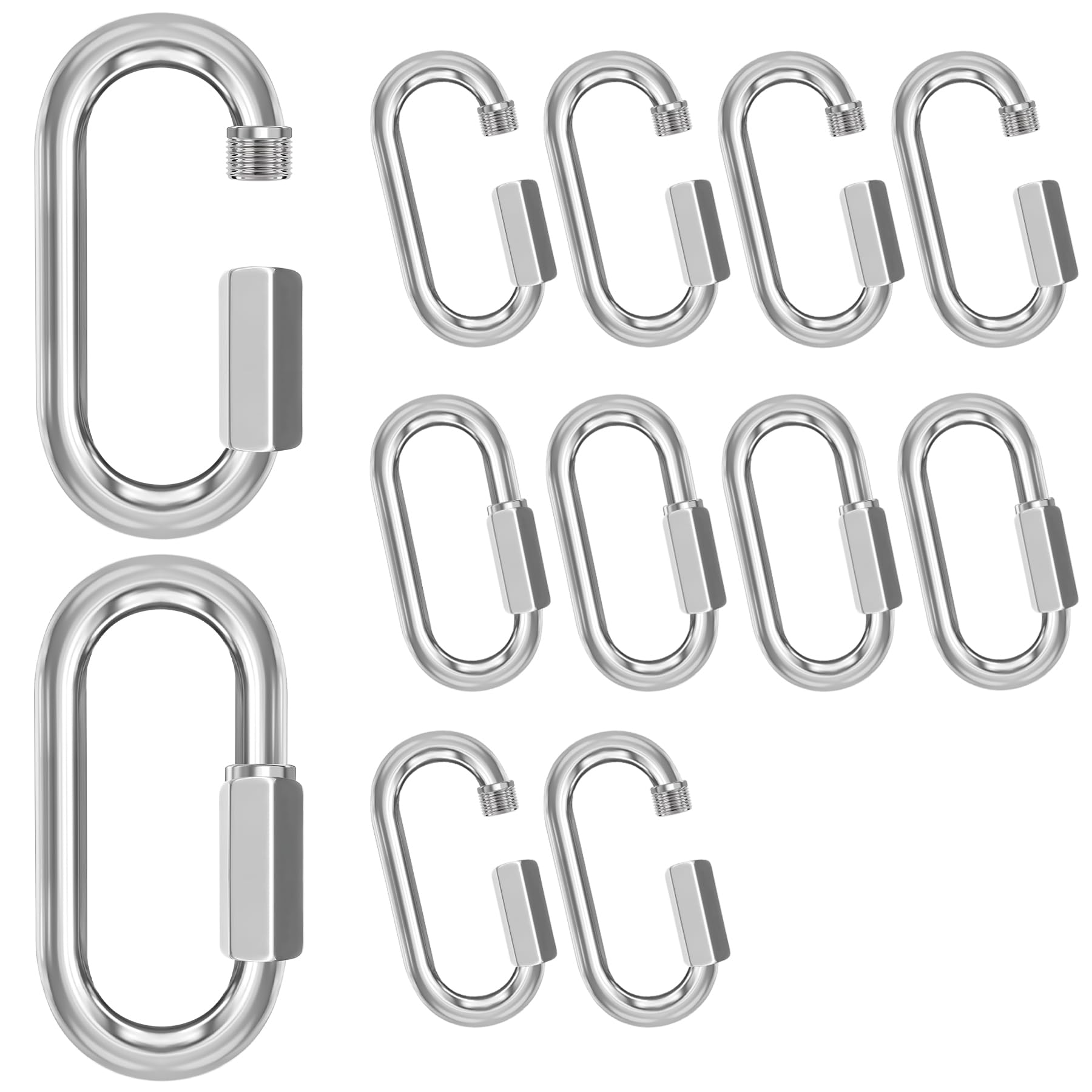 phepetroll M12-12 Pack 4.17“ Quick Links Chain Connectors, 1/2" Galvanized Chain Locking Hooks, 2500LBS Heavy Duty Thread Quick Link Clips, Twist Oval