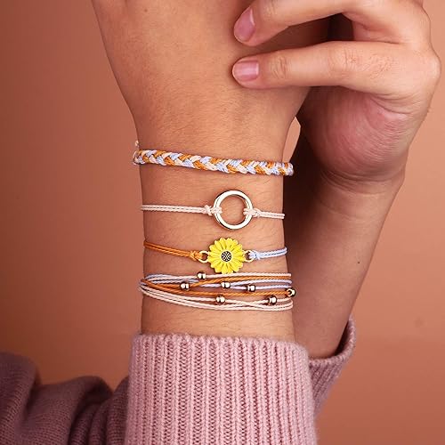 Miniatura 3 de Pulsera de cuerda trenzada hecha a mano con diseño de girasol para adolescentes y mujeres