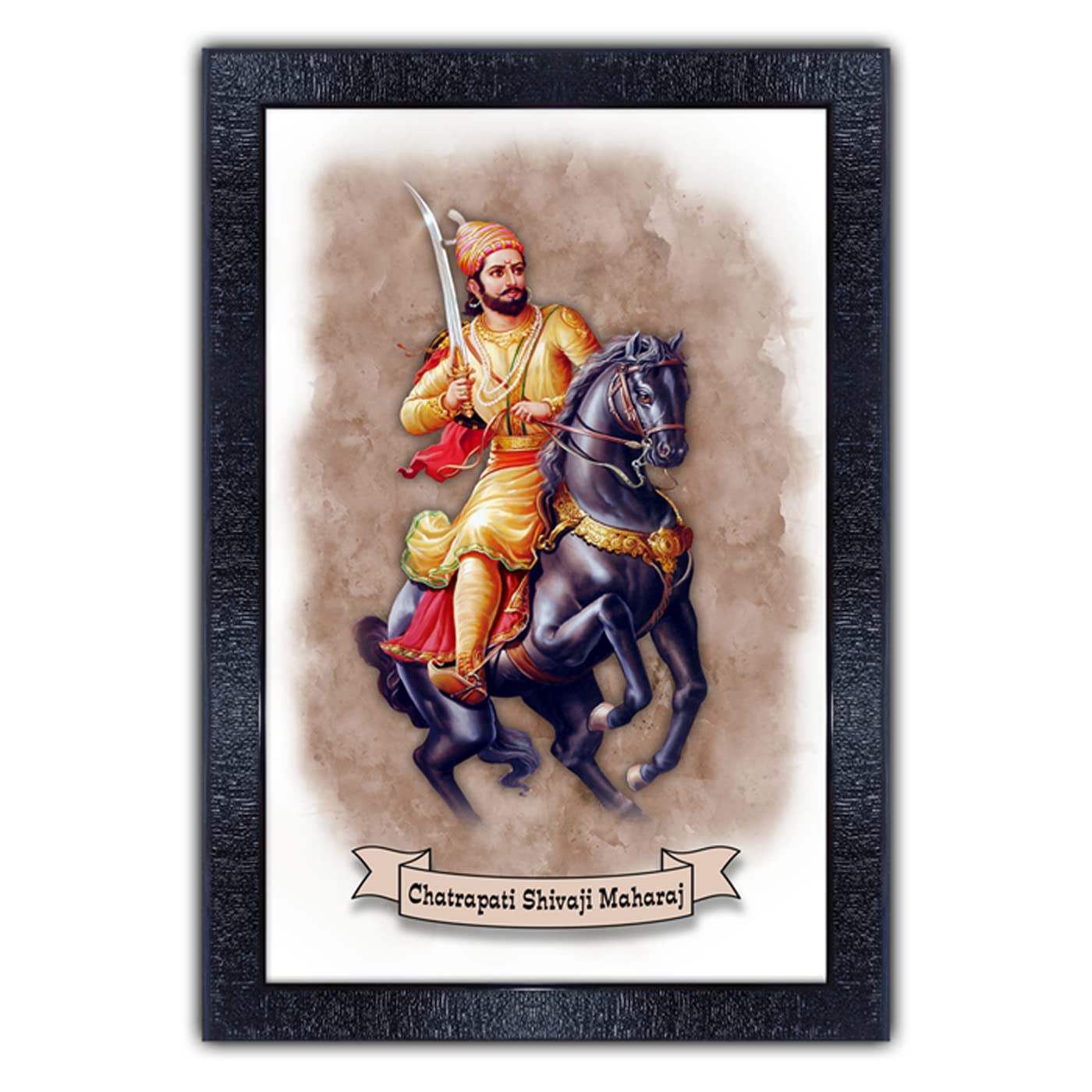 pnf Chhatrapati Shivaji painting art Wood Frames with Acrylic Sheet (Glass) p-148-(10*14inch,Multicolour,Synthetic)