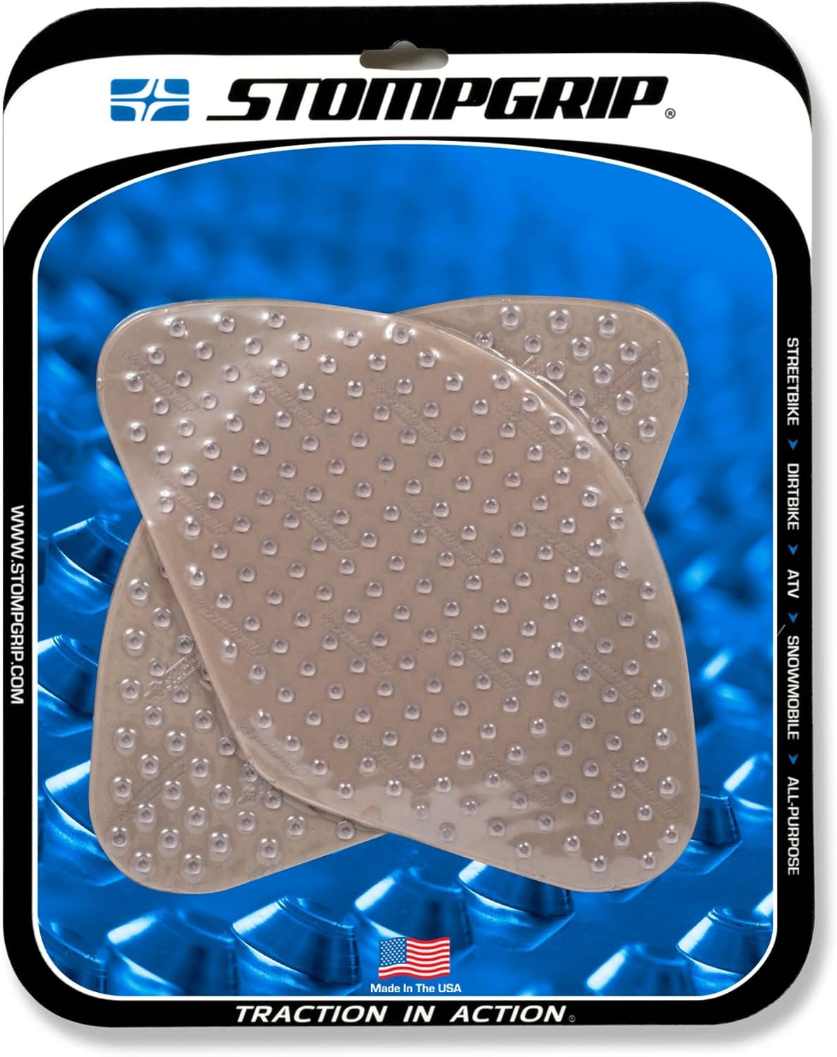 Stompgrip Motorcycle Traction Pads - STREET BIKE TANK GRIPS - VOLCANO - 0051 (Clear)