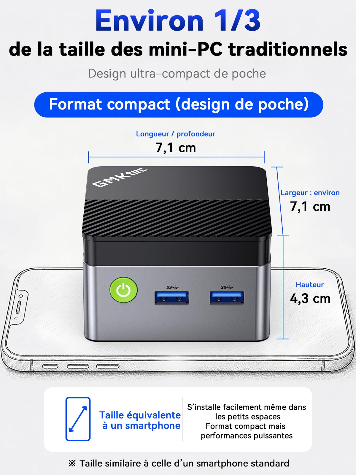 GMKtec G5S Mini PC, 3 Ans d’Assistance, Mini Ordinateur de Bureau Intel N5095 Plus performant Que N5030/J3355, 8Go LPDDR4 128Go SSD M.2, Double HDMI 4K@60Hz, USB 3.2 x3, WiFi 6, BT 5.2, Lecteur SD