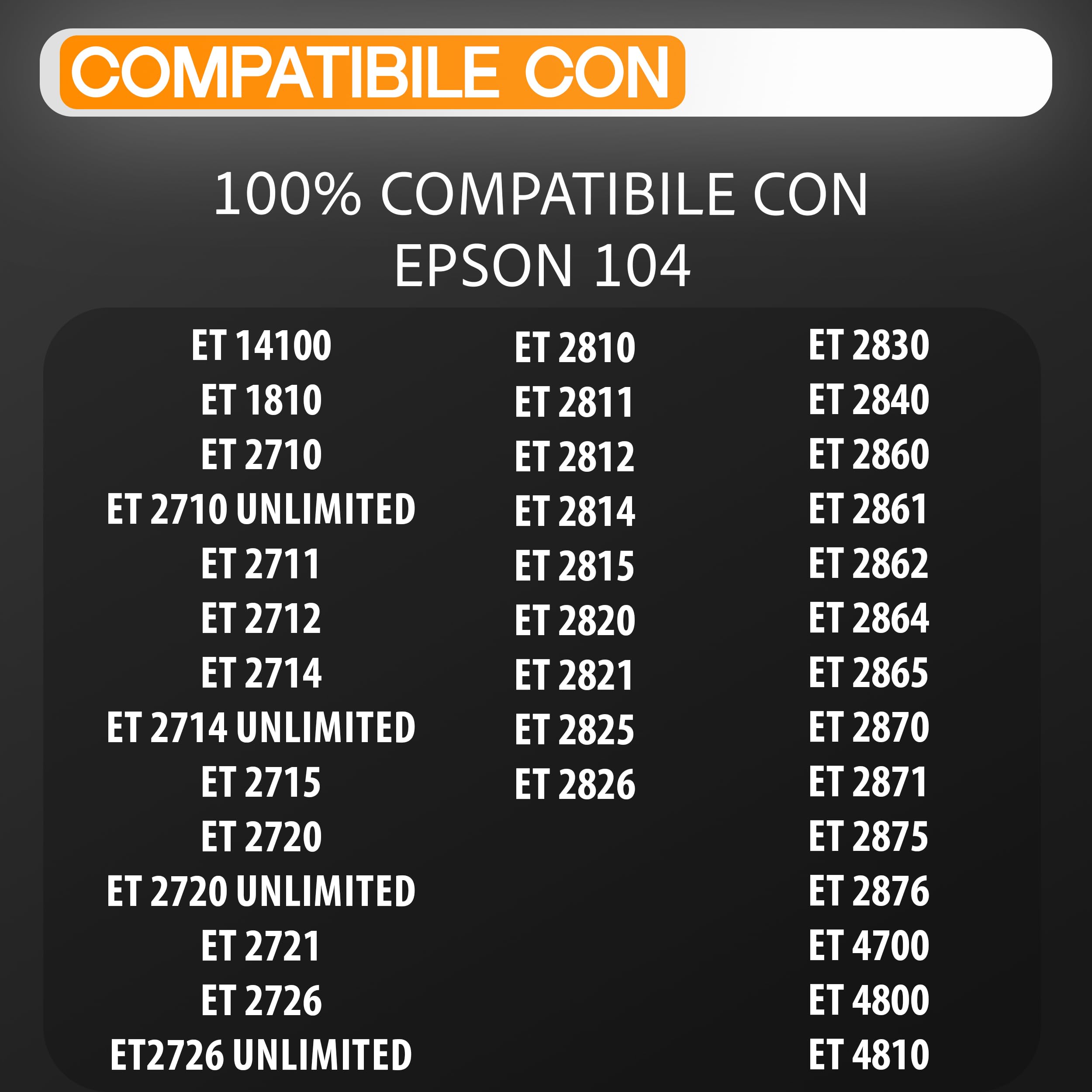 Supply Guy Inchiostro 104 compatibile con Epson 104 Flaconi di Inchiostro per EcoTank ET-4800 ET-2812 ET-2871 ET-2870 ET-2810 ET-2811 ET-2815 ET-2821 ET-2710 ET-2711 (Multipack 5)