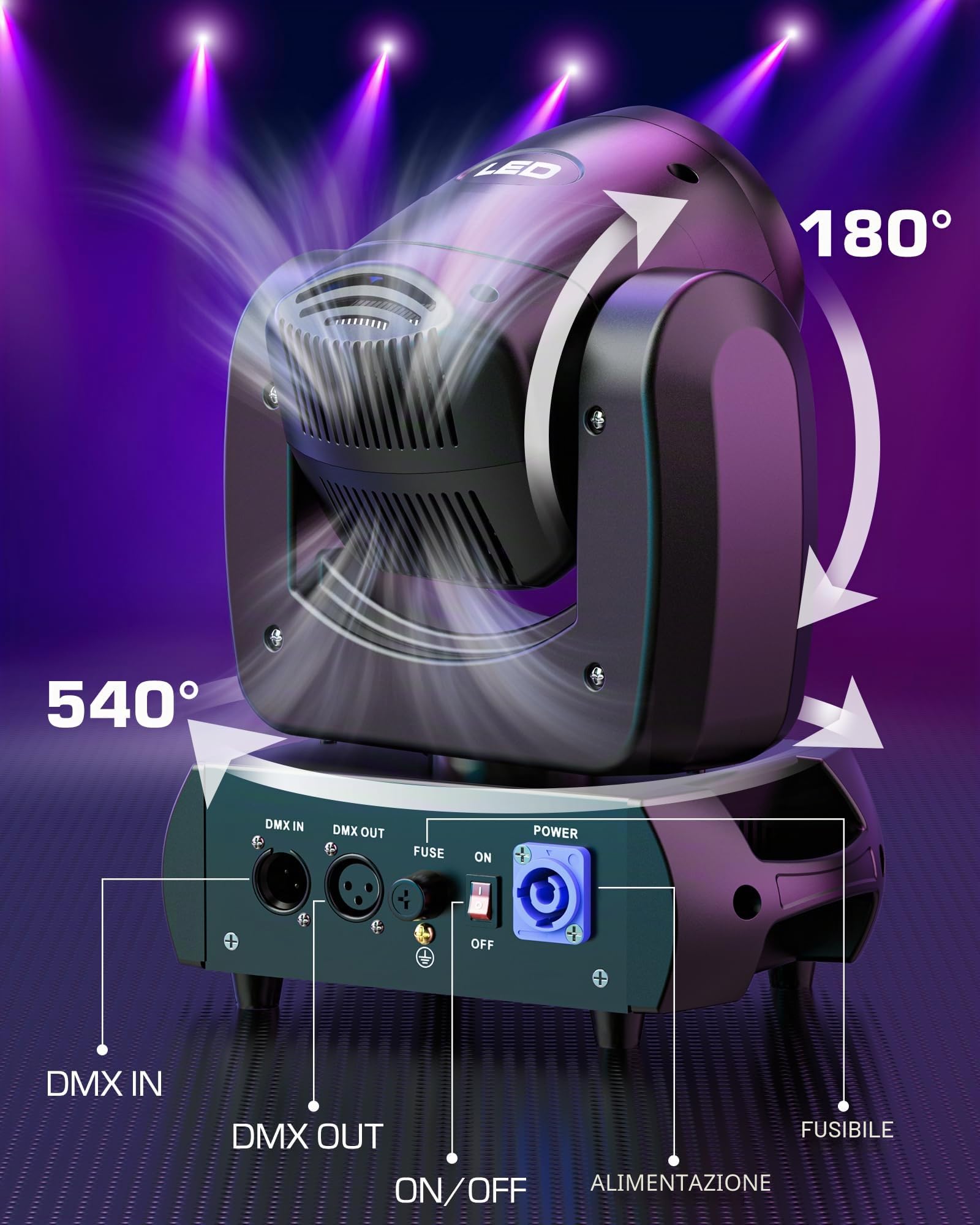 2 unità 100W Testa Mobile LED RGBW Teste Mobili luci dj Proiettori DJ a Luci da Serata Discoteca con Gobos Rotanti Prisma dal suono per feste di nozze, gruppi di chiesa, spettacoli, bar