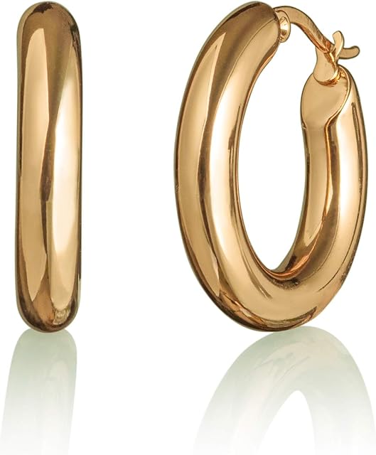 namana Chunky Hoop Earrings for Women, Thick Stainless Steel Hoop Earrings for Women, Pair of Large Hoops for Women and Teenage Girls, Presented in a Jewellery Pouch