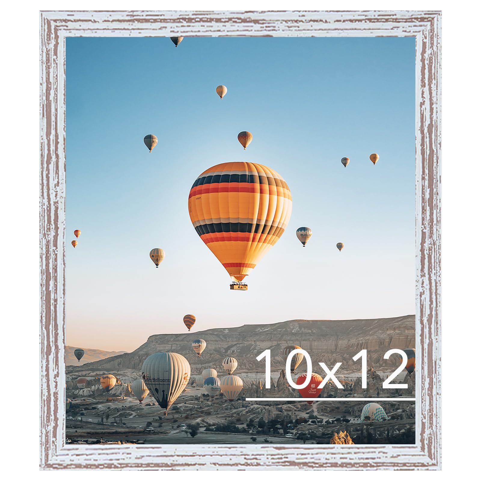 JCJMY 10x12 Picture Frame Rustic White for Wall Hanging, Wall Mounting Horizontally or Vertically, 10 x 12 Wall Gallery Poster Photo Frame with Shatter Resistant Plexiglass, Rustic White