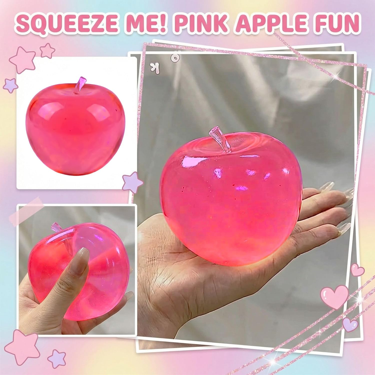 (8Pcs) Apple Squishies - Stress Balls Fidget Toys,Cute Relief Toy,Squeeze Dough Ball Stress Relief Hand Slow Rise Sunny Days Squishies,Giant Soft Squeeze Decompression Dough for Adults(8)