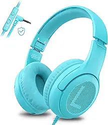 Fone de ouvido infantil com fio awatrue - Fones de ouvido infantis com limite de volume de 85/94dB, conector de 3,5 mm, dobráveis, ajustáveis para meninas, meninos, crianças, adolescentes, smartphones
