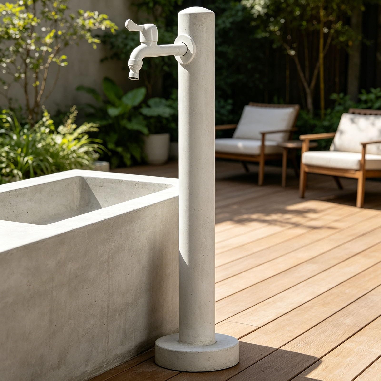 Junvstor White Freestanding Stainless Steel Garden Water Column Spigot, Vertical Courtyard Faucet Tap, Antifreeze Faucet Post Yard Hydrant For Outdoor Irrigation & Watering(,95Cm/37.4In,Style 1)