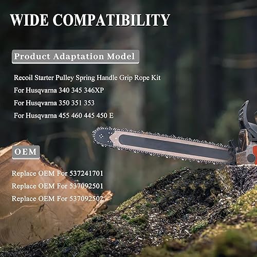 Miniatura 3 de Kit de cuerda de agarre de mango de resorte para Husqvarna 340 345 346XP 350 351 353 455 460 445 450 E motosierra