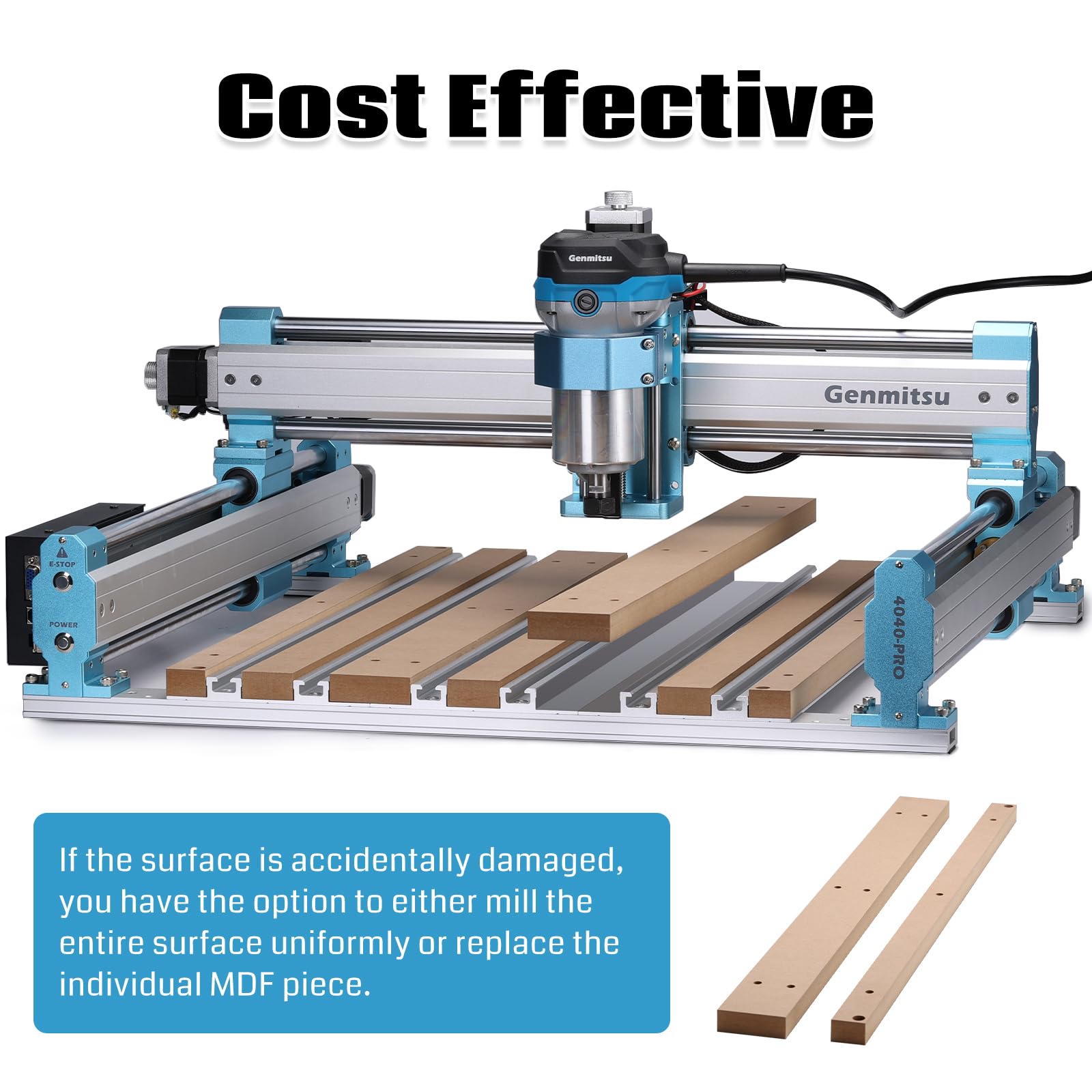 Genmitsu 4040 Spoilboard hybride en aluminium et MDF pour fraiseuse CNC 4040-PRO 400 x 600 x 18 mm