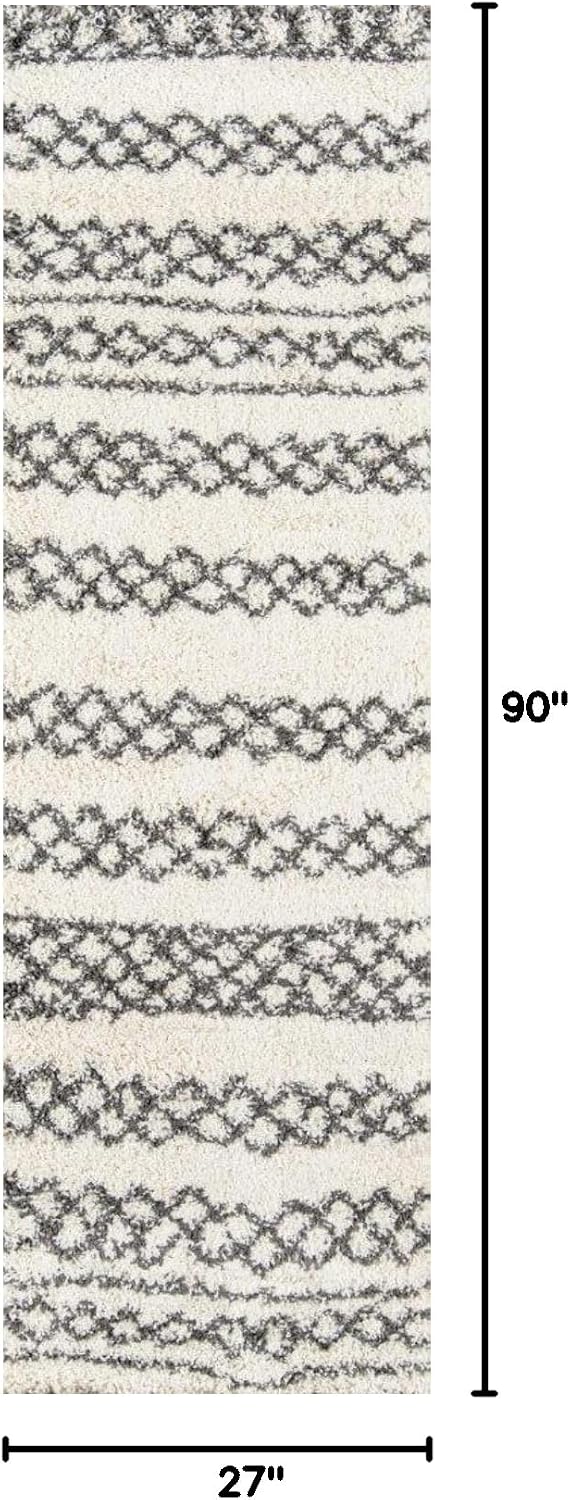 Momeni Rugs Maya Collection, Ultra Thick Pile Shag Area Rug, 2'3" x 7'6" Runner, Ivory