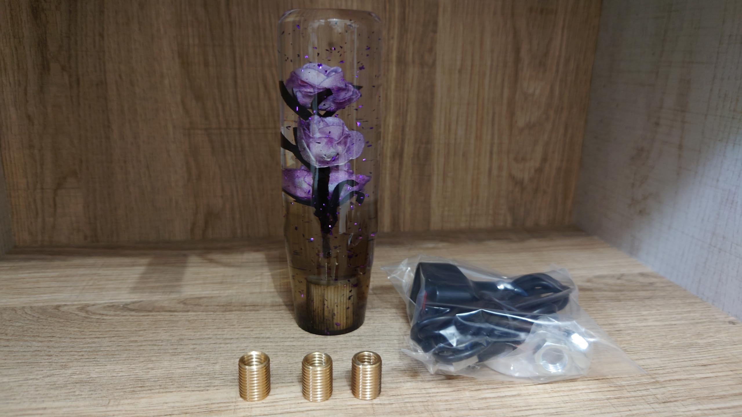 Amazon.co.jp: 水中花シフトノブ薔薇銀箔LEDイルミネーション15cm 紫 