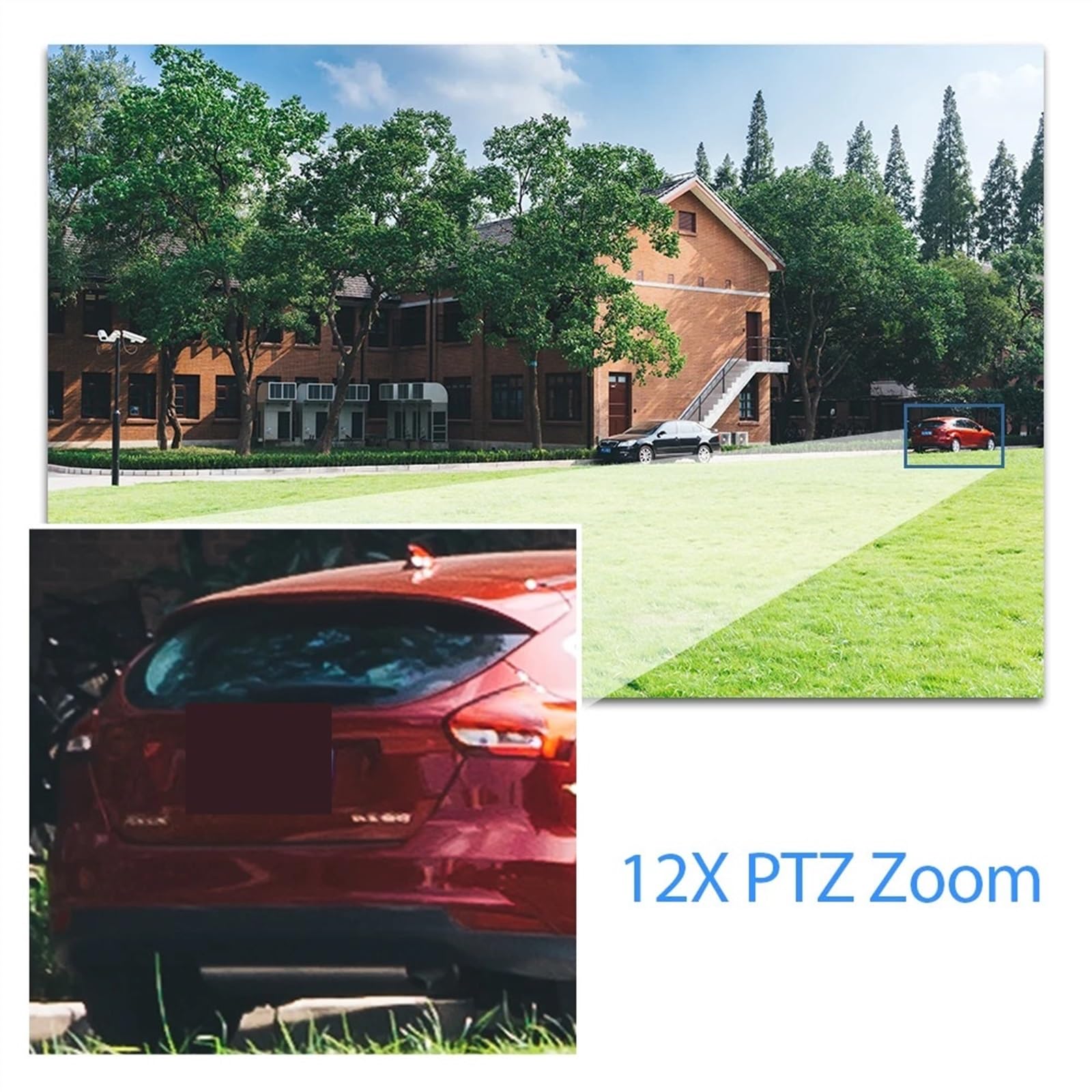 Telecamera WiFi Esterno, Telecamera analogica for Viso con Zoom PTZ 12X Telecamera di Sicurezza for videosorveglianza for Visione Notturna Esterna da 5 MP for DVR 4K AHD,Sicurezza, Antifurto