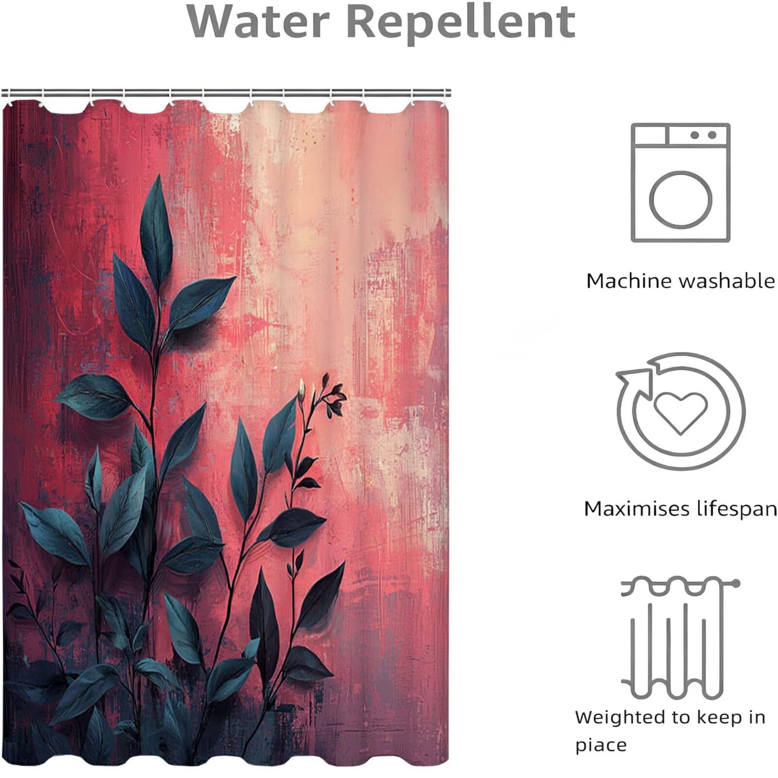 Rideau de Douche Rose, Rideau Douche 240x200cm D-559