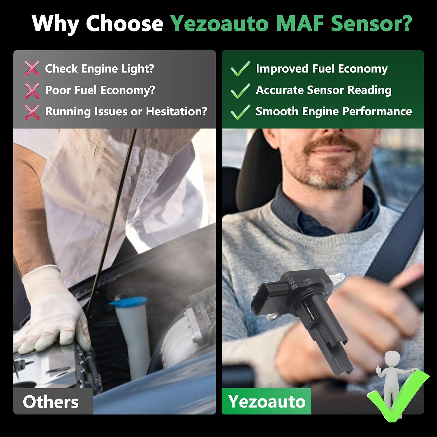 Mass Air Flow Sensor Maf Meter Compatible with Acura ILX 10-18; Nsk 17-18; TSX 09-10 & Honda Accord 08-12; Civic 12-16; Crosstour 12-15; CR-V 10-16 Replace OE 37980R11A01 37980R11A02