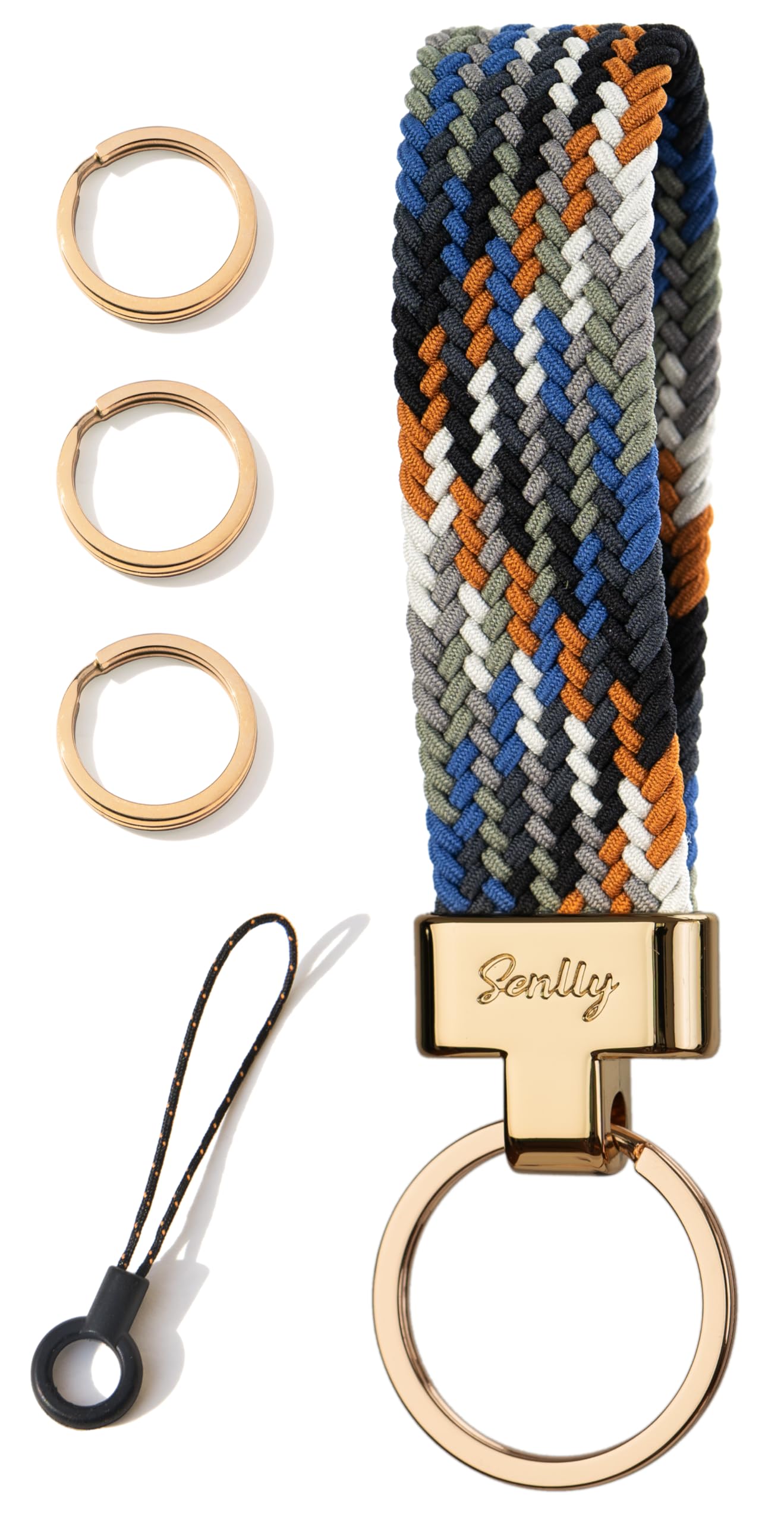 SENLLY Car Keychain, Stretchy Key Holder, Original Elastic Anti-Drop Design Finger Lanyard Strap